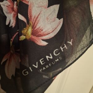 Givenchy Black and Pink Floral Scarf